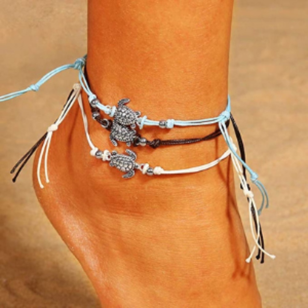Boho Layered Anklets Sea Turtle Ankle Bracelets